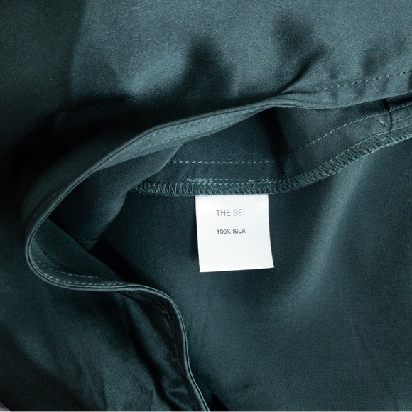 NEW The Sei Asymmetric Pleated Silk Satin Top 4 Beetle One Shoulder - Picture 6 of 10